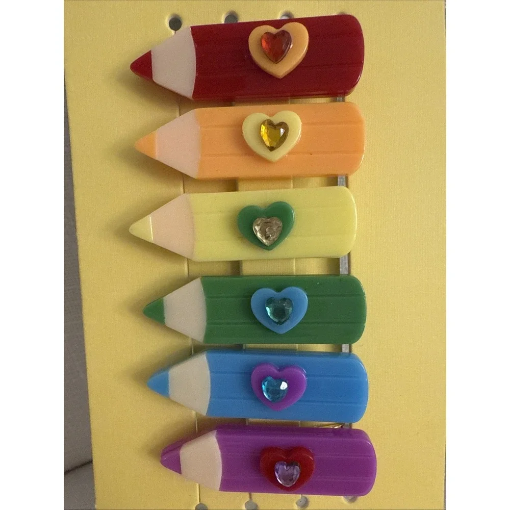 NEW Piper K Back To School 6 Crayon Hair‎ Clips Clip Teacher Kindergarten Girl